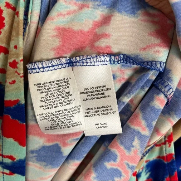 Jones New York Dress Womens Small Red Blue Cap Sleeve Stretch Knee Length- 2787* - Picture 8 of 11